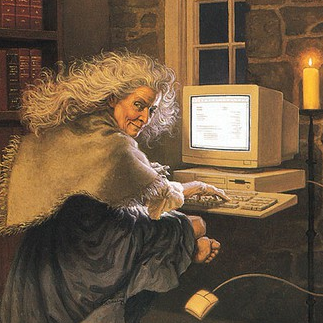 witch using computer